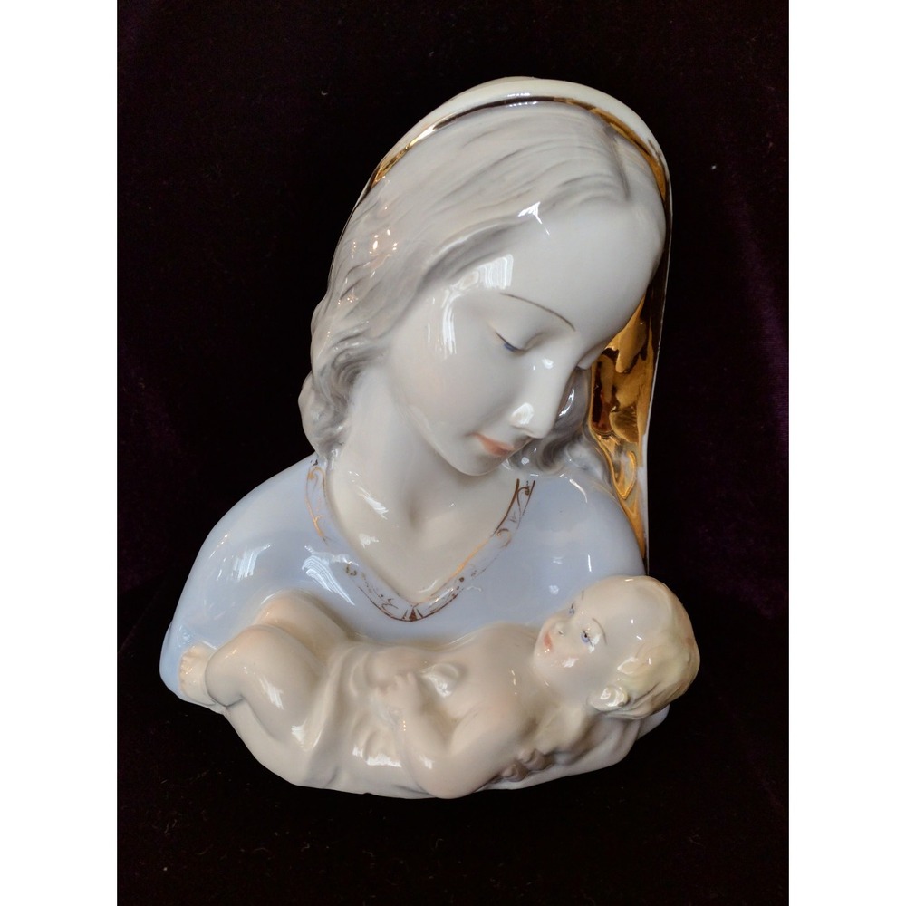 Mary And Baby Jesus Fine Porcelain Italy Hand Painted Gold Gilt Limited Edition